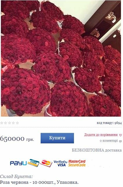 Букет за 650 тысяч на сайте интернет-магазина цветов