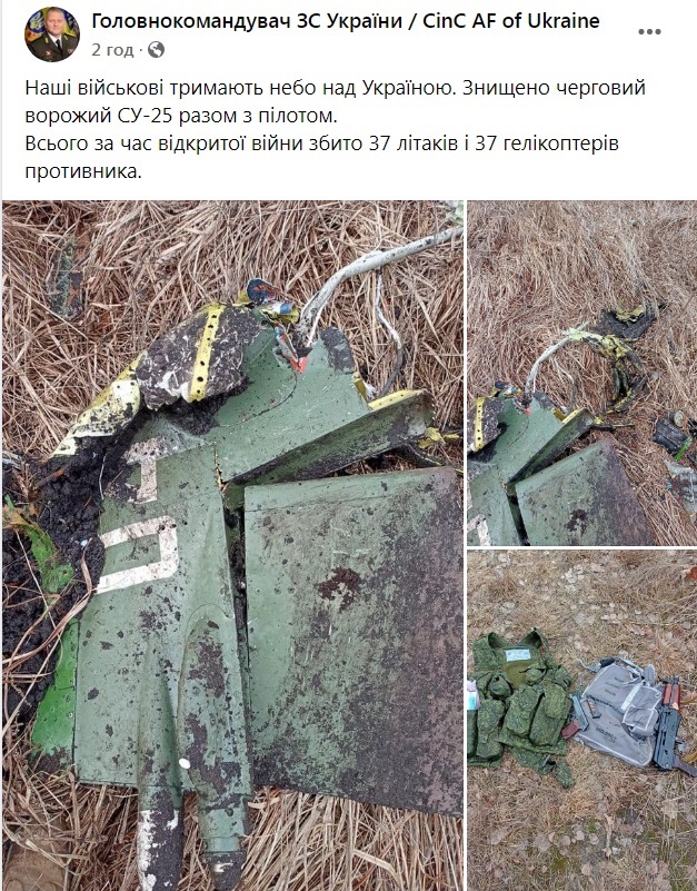 Под Макаровым в Киевской области сбили вражеский СУ-25