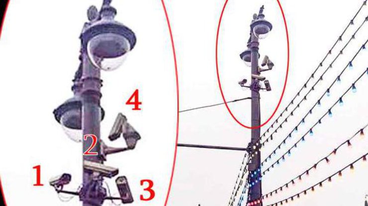 Камеры на столбе, возле которого убили Немцова