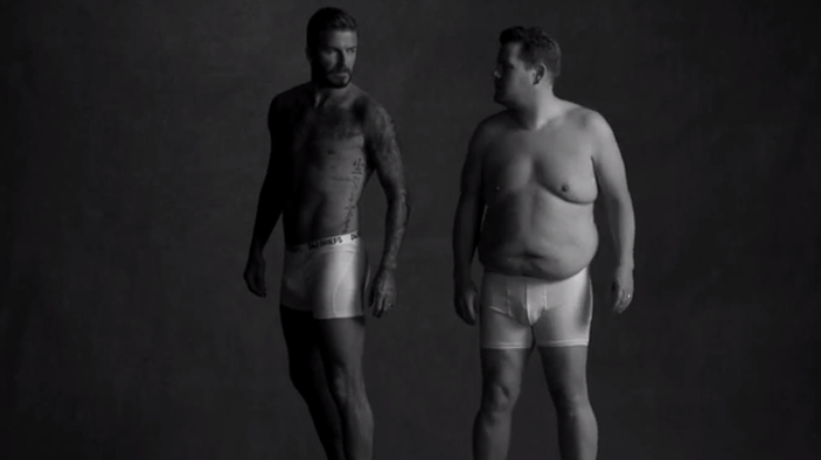 Девид Бекхэм снялся в рекламе нижнего белья вместе с комиком. Кадр из видео