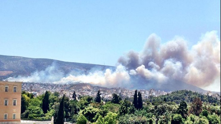 Лесной пожар в Афинах. Twitter
