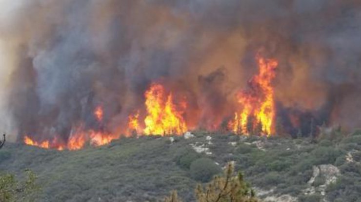 В центральной Калифорнии сильный лесной пожар
