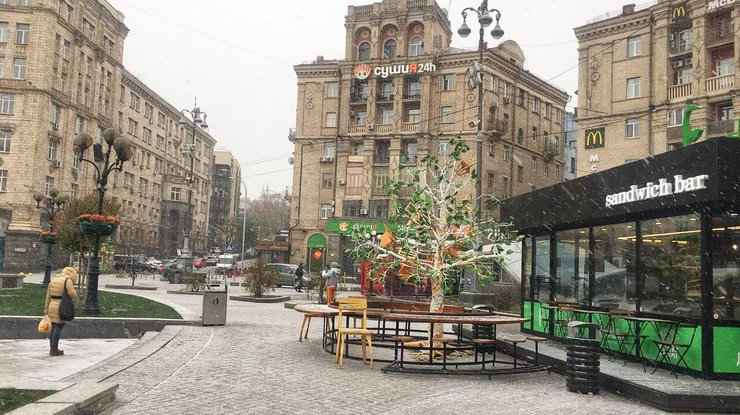 Первый снег в Киеве 