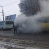 В Тернополе загорелся автобус с пассажирами