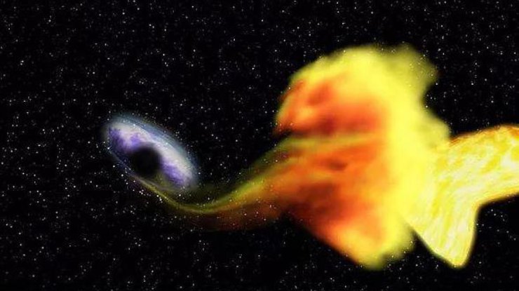 Невозможно представить, насколько черная дыра "выросла" за 13 млрд лет. Илл.: Spacemajestic