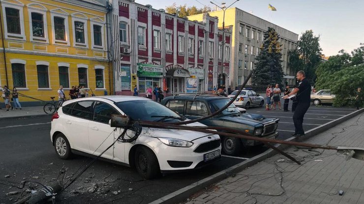 Под Днепром дерево раздавило припаркованные авто