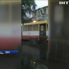 В Одесі біля ринку "Привоз" спалахнув трамвай