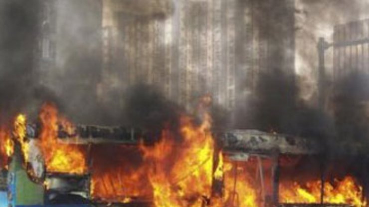 В Китае сгорел автобус с людьми