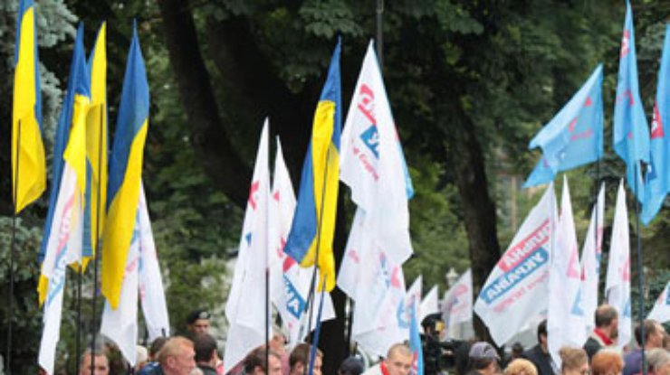 Партия Тигипко митингует в поддержку пенсионной реформы