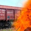 В Херсонской области загорелся вагон с серой