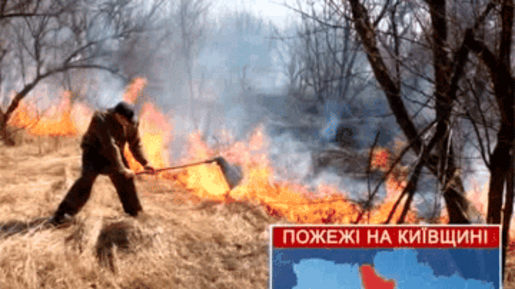 Киевщина пылает: Горит сухая трава