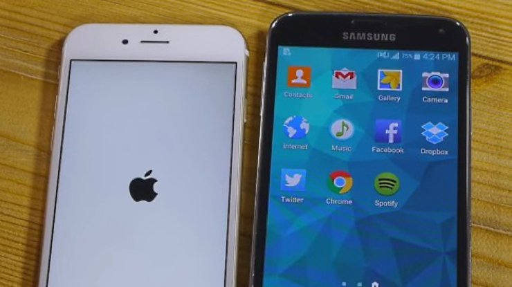 Скорость iPhone 6 сравнили с мощным смартфоном Samsung (видео)
