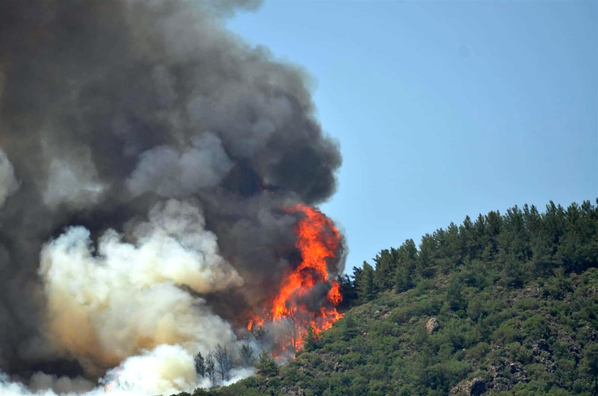 Возле турецкого курортного города Мармарис бушуют лесные пожары