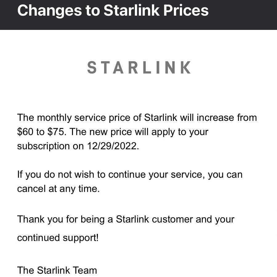 Starlink підвищив тарифи для України