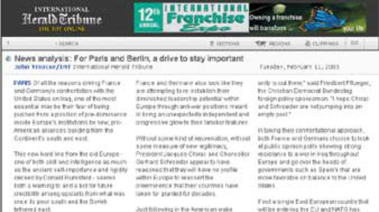 International Herald Tribune: Париж и Берлин борются за "важность"