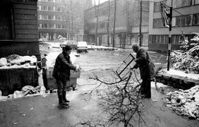 1992. Жители Сараево заготавливают дрова на зиму.