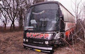 Никто из пассажиров автобуса не пострадал. пресс-служба МВД Украины