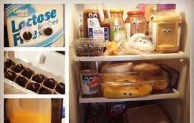 Расклеиваем глазки на все продукты в холодильнике