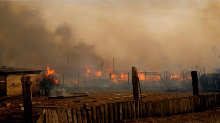 Масштабный пожар в Хакасии