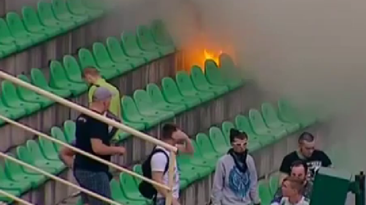 Пожар на стадионе во Львове