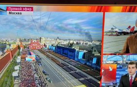 Пожар на параде в Москве