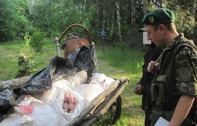 500 кг свежего мяса в 8 мешках нелегально двигались в Россию. фото - ДПСУ