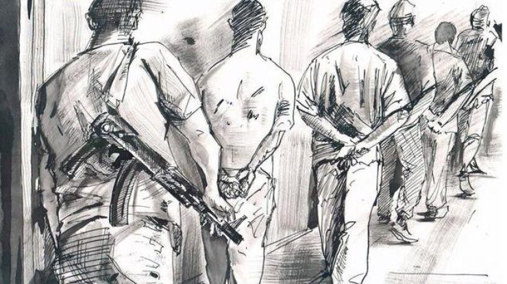 Сцены из жизни пленных ДНРовскими боевиками. Рисунки Сергея Захарова