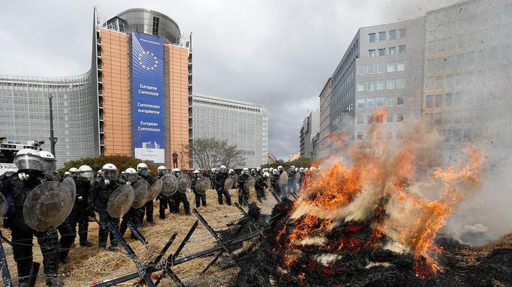 Протест фермеров в Брюсселе