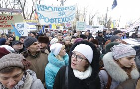 В Киеве перекрыли улицу Грушевского из-за протестов. Фото ukrafoto