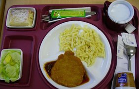 Шницель, шпецле (клецки), салат и кекс (Германия)