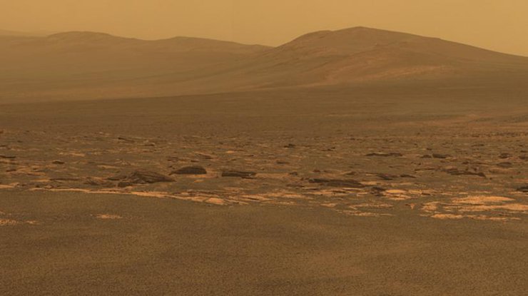 Пейзаж кратера Индевор на Марсе, кошек не наблюдается. Фото NASA