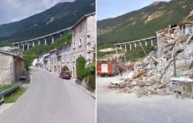 Землетрясение в Италии: разрушены города и населенные пункты Фото: GOOGLE/EPA