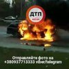 В Киеве автомобиль врезался в столб и сгорел (фото)