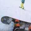 Сноубордист во время катания протаранил барана (видео) 