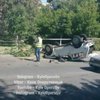 В Киеве пьяный водитель не справился с управлением и перевернулся 