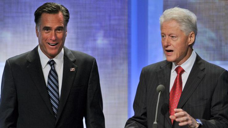 Митт Ромни (слева) с Биллом Клинтоном