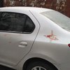 В Киеве иностранец своей кровью нарисовал кресты на авто (фото)