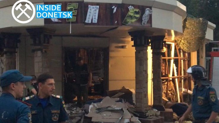 Место убийства главаря сепаратистов в Донецке 