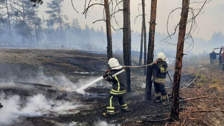 Фото: тушение пожаров в Луганской области/ ГСЧС