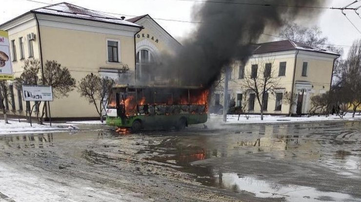 В Харькове сгорела маршрутка 