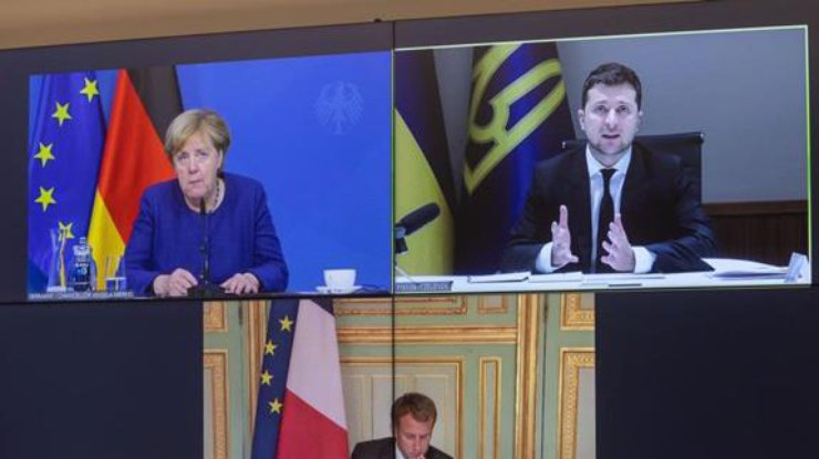 Зеленский, Меркель и Макрон провели видеоконференцию 