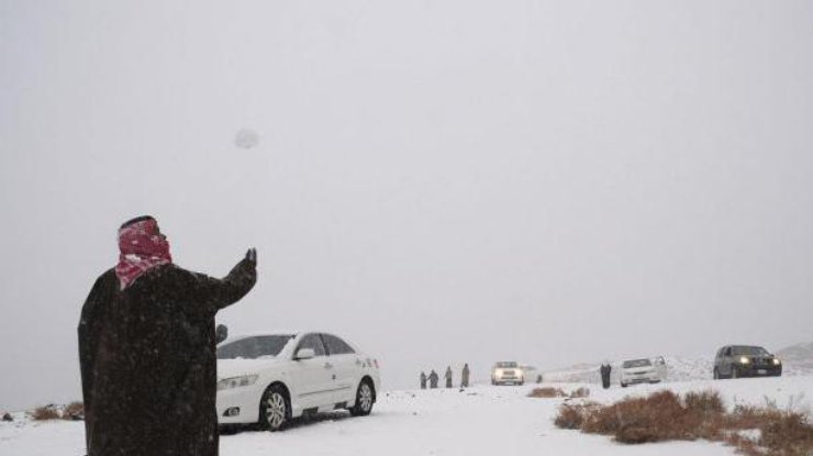 Снег в Саудовской Аравии / Фото: twitter.com/arabnews