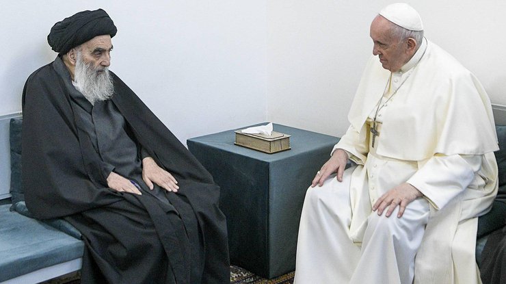 Папа Римский Франциск и духовный лидер шиитов Ирака аятолла Али Систани