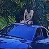 В Черкассах голый мужчина катался на крыше авто (видео)