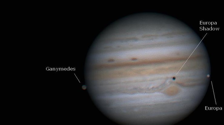 Ударная вспышка в южном полушарии Юпитера
