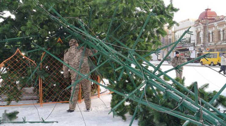 В центре Кропивницкого упала главная елка города / Фото: gre4ka.info