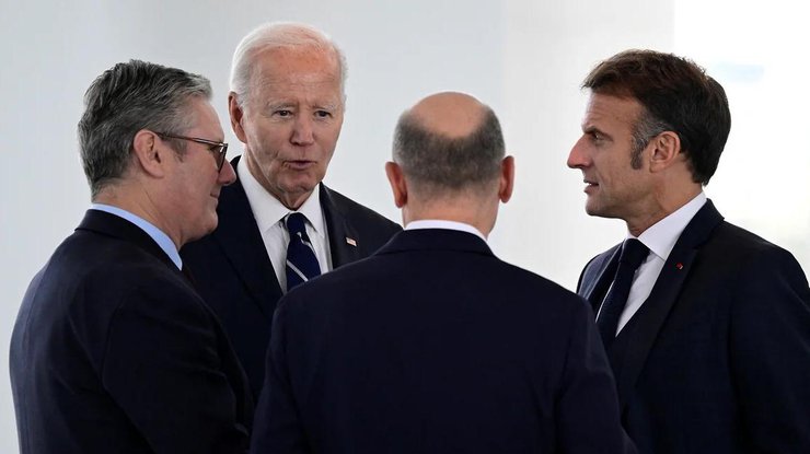Кір Стармер, Джо Байден, Емманюель Макрон та Олаф Шольц