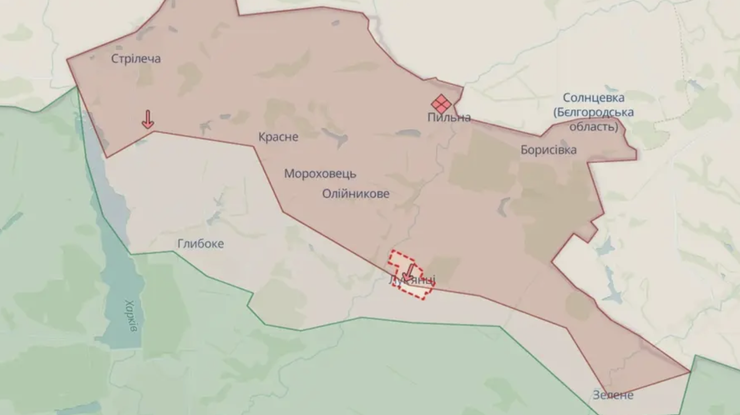 росіяни мали успіх поблизу Лук'янців Скриншот мапи DeepState