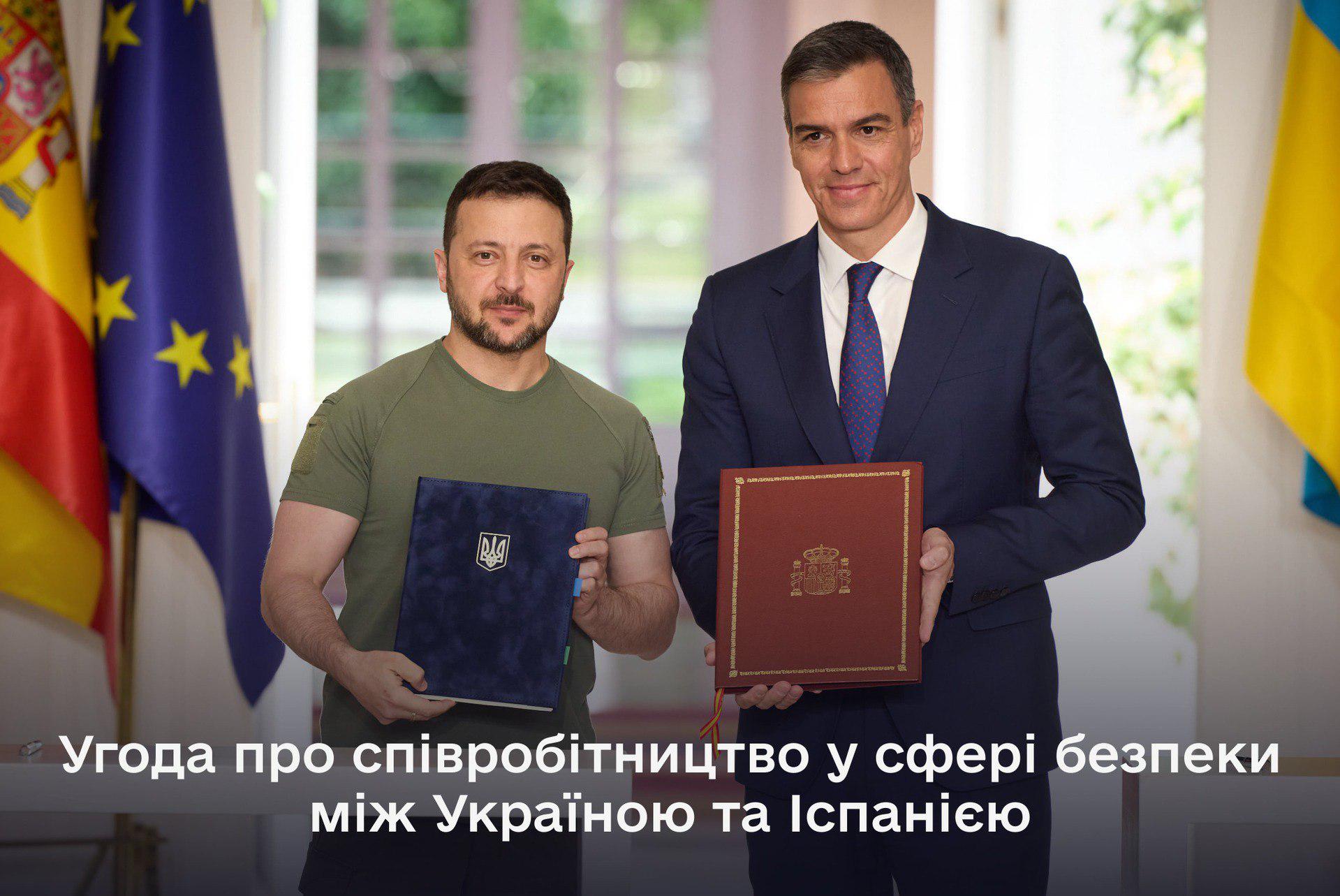 У понеділок, 27 травня, президент України Володимир Зеленський підписав двосторонню угоду щодо гарантій безпеки з прем'єр-міністром Іспанії 