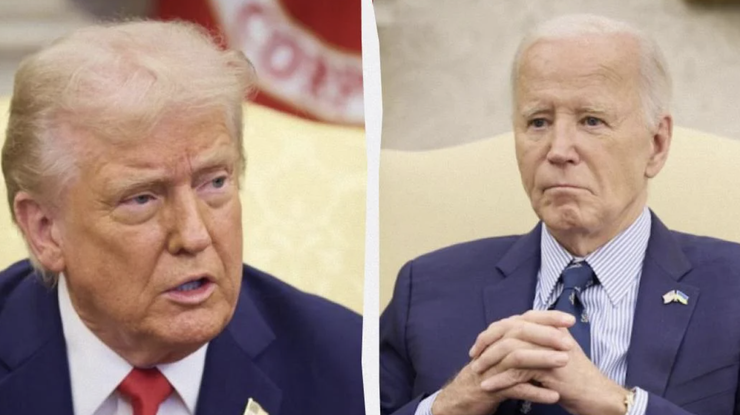 Трамп поширив теорію змови про Байдена / Колаж УНІАН, фото Офісу президента